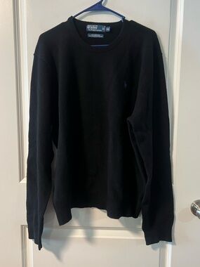Ralph Lauren Polo Sweater Men 2XL Black Lambs Wool Pullover Good
